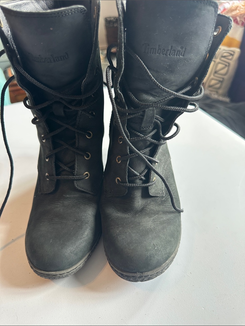 Timberland Women's Black Lace-Up Nubuck Boots